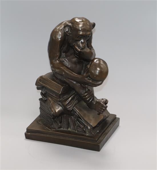 After Reinhold. A bronze: The Philosophizing chimp height 31cm